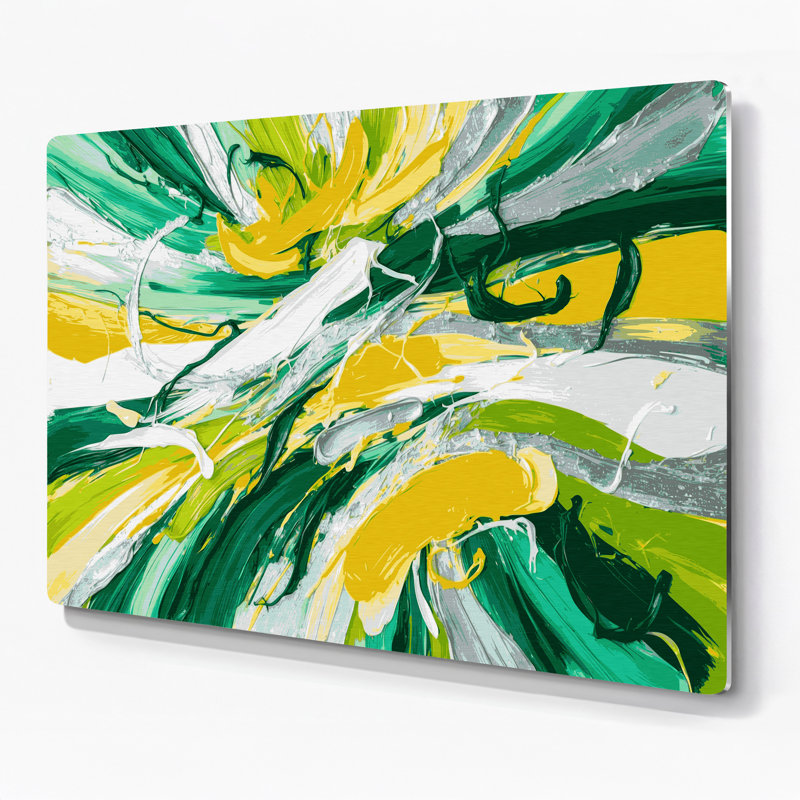 «Lyrical Abstraction 94», art mural en métal vert, H 20 po x l 30 po