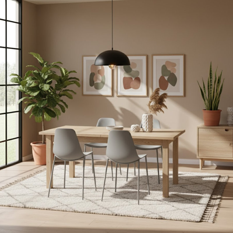Hearne Stacking Patio Dining Side Chair, Light Grey