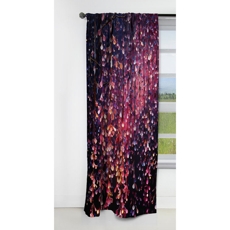 Janet - rideau occultant floral cerisier en fleurs - 1 panneau, L 52 po x L 63 po
