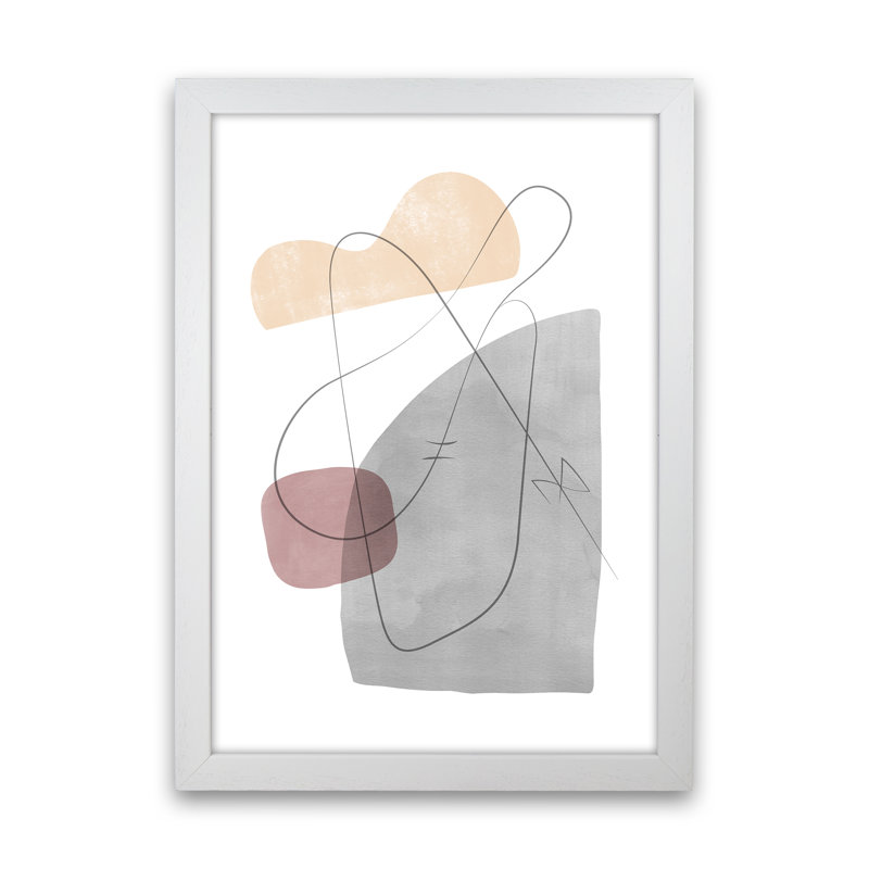 Abstraction With Grey Lines X - Print, 34cm H x 25cm W x 3cm D, White Framed
