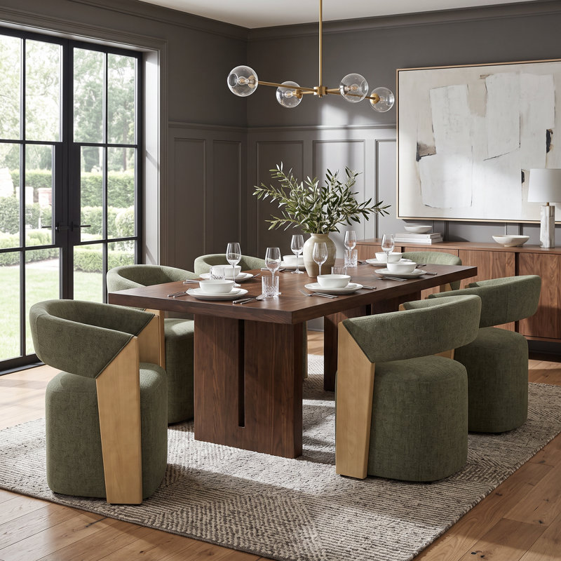 Chaises de salle à manger rembourrées avec roulettes cachées, Vert