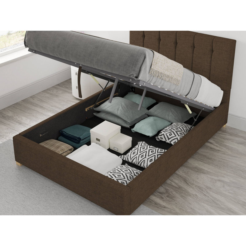 Cecere Upholstered Ottoman Storage Bed, Single (3'), Chocolate