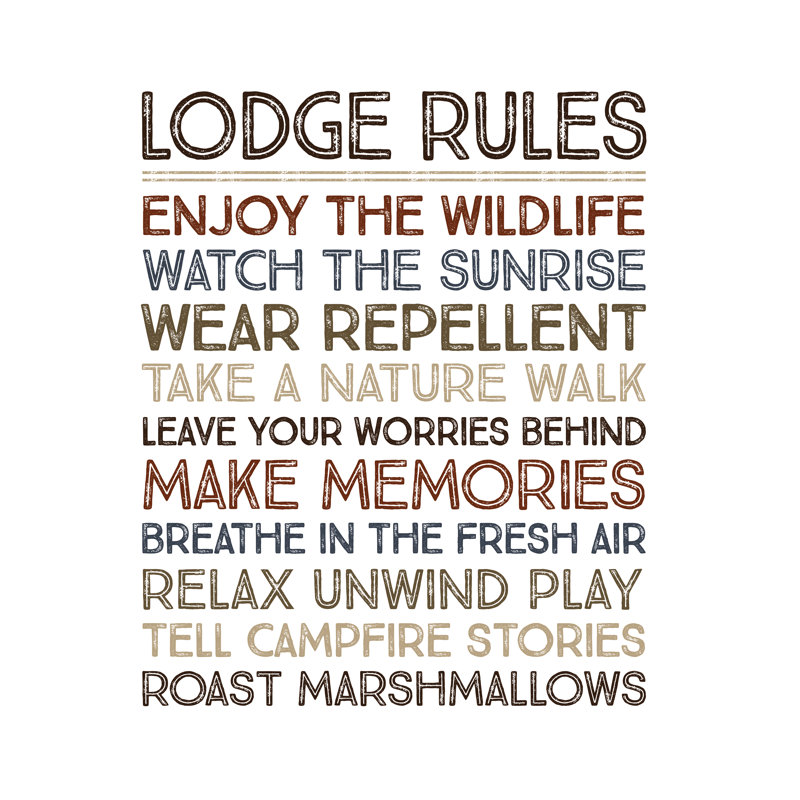 Distressed Lodge Rules - Wrapped Canvas Print, 30cm H x 30cm W x 3.8cm D