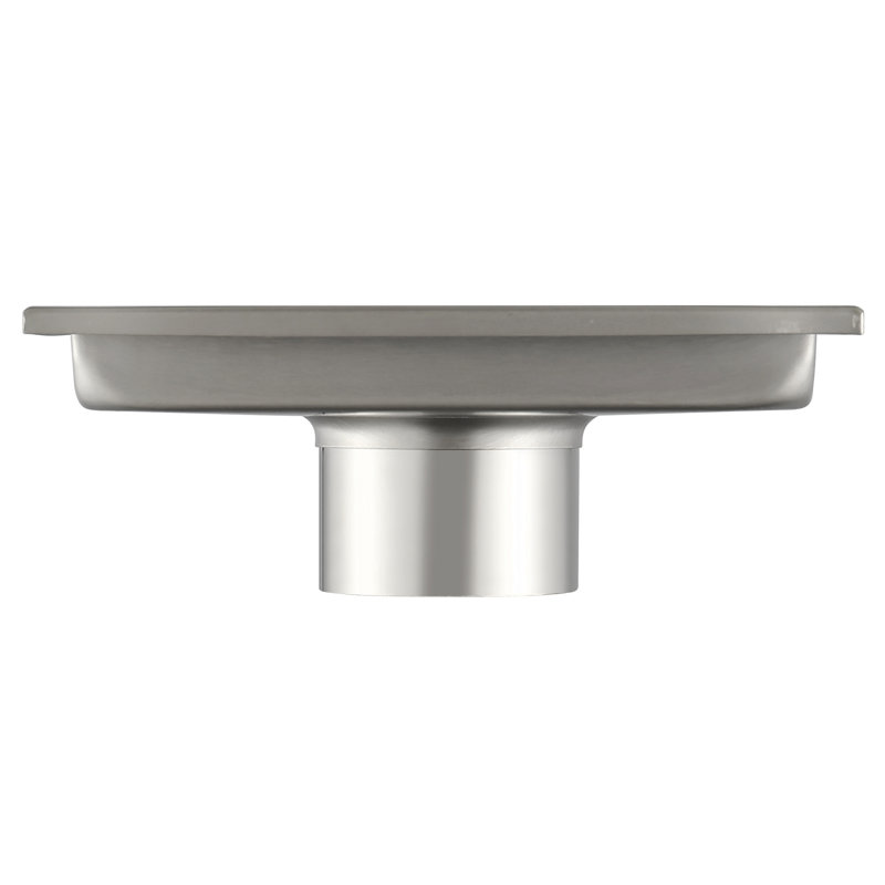 FINE FIXTURES Square Shower Floor Drain, 6 inch Slotted Grate Design, 10-Gauge 304 Stainless Steel, Center Outlet, Fast Drainage, Hair Strainer Included