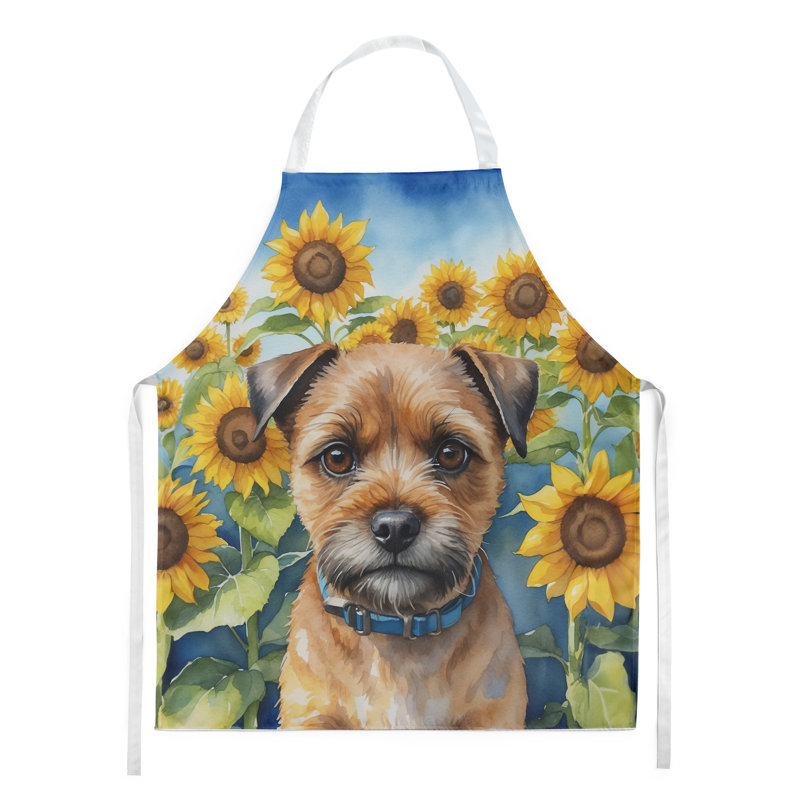 Border terrier en tablier tournesols