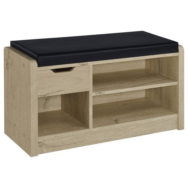 Astor White Oak Open Shelf Storage Bench, White Oak