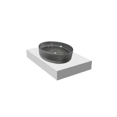 Vasques décoratives ovales en cristal 20 "avec base blanche 30"