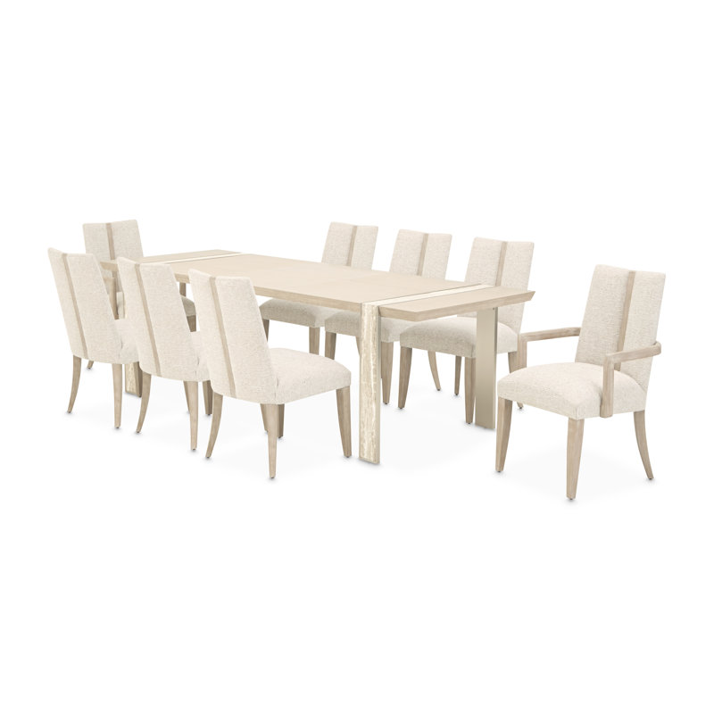 Lotus Bay Narrow Rectangular Dining Table - Sand, 30"H x 76"L x 36"W