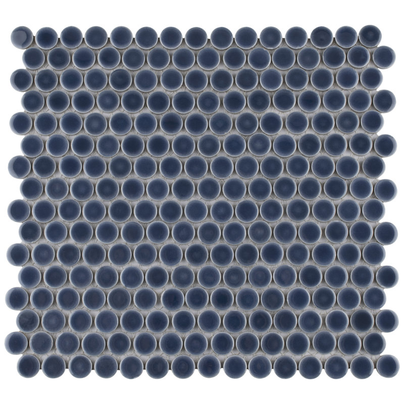 Hudson Penny Round .80" x .80" Porcelain Penny Round Mosaic Wall & Floor Tile, Denim Blue