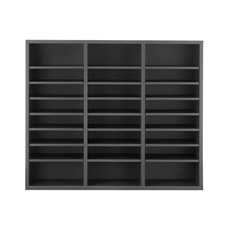 Rangement à 24 compartiments avec tablettes réglables - Trieur de courrier à panneau de particules gris pour le bureau et la maison