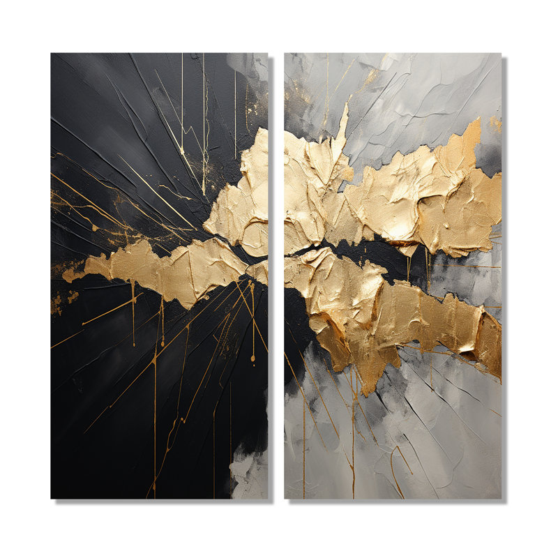 Noir et or abstrait méditation I - art mural moderne, H 40 po x l 40 po, Toile tendue, Ne s’applique pas