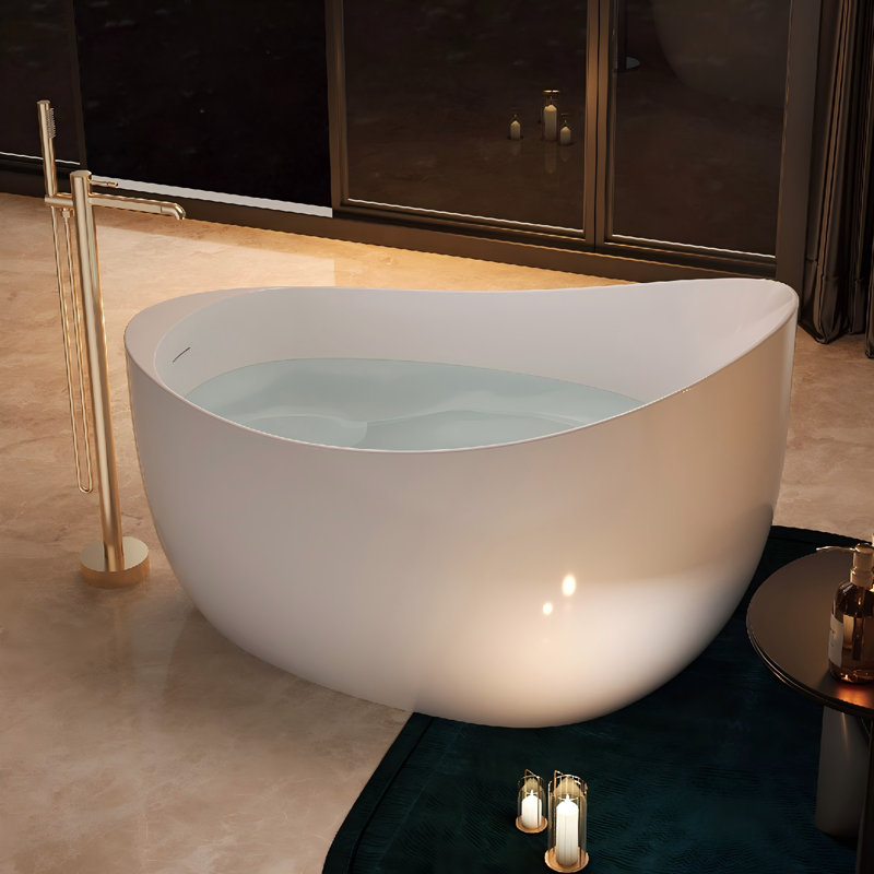 Baignoire autoportante ovale en acrylique 43,31 "x 26,77", 31.5" H x 26.77" W x 43.31" L