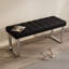 Banc rembourré en similicuir de style moderne du milieu du siècle avec structure en acier inoxydable-1425248367-1425248365