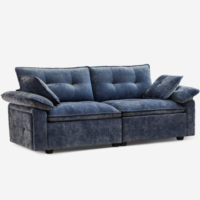 Modern Chenille Sectional Sofa With Movable Ottoman – L-shaped Couch For Living Room, Soft Upholstery, 4 Colors (beige, Blue, Light Gray, Gray) by Ebern Designs