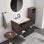 Meuble-lavabo mural avec lavabo en céramique intégré à 3 trous et trop-plein (sans armoire murale à côté)
