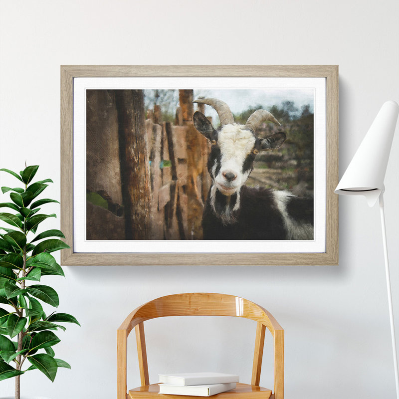 Goat Vol.1 - Picture Frame Painting, 48cm H x 65cm W x 2cm D, Oak Framed