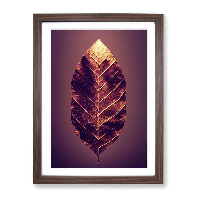 Royal Leaf - Single Picture Frame Print, 64cm H x 46cm W x 2cm D, Walnut Framed