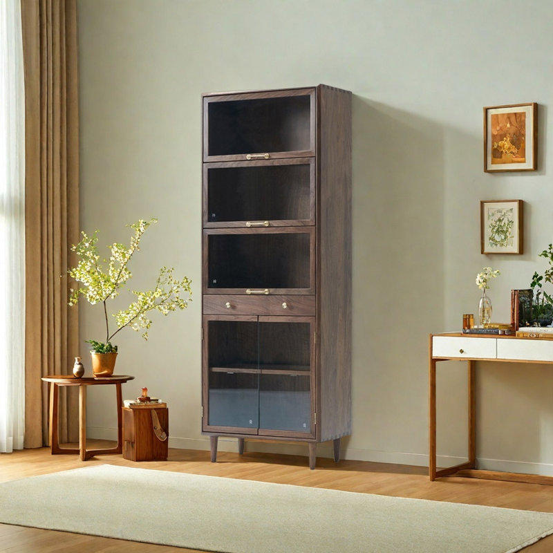 Bibliothèque minimaliste de style italien, Marron foncé