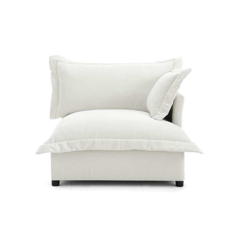 Plush Beige Upholstered Chenille Accent Chair with Oversized Cloud Cushions, Beige