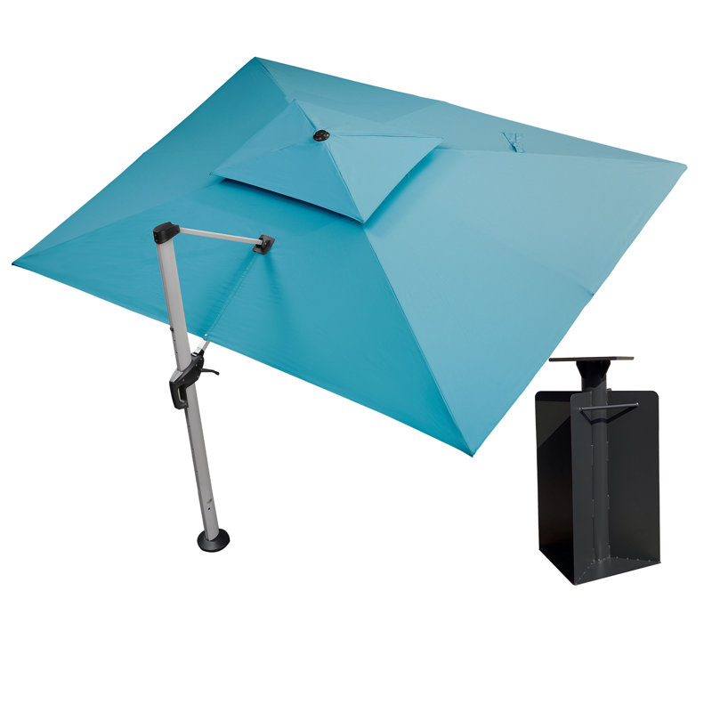 Parasol en porte-à-faux rectangulaire avec base Gira Gira, Bleu turquoise