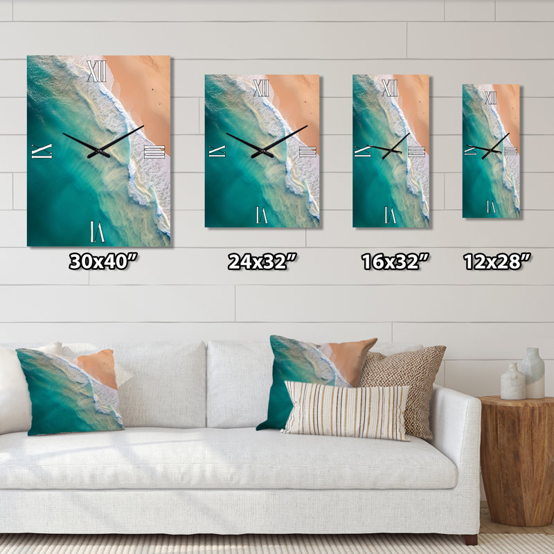 Horloge murale moderne à vagues turquoise, Petit