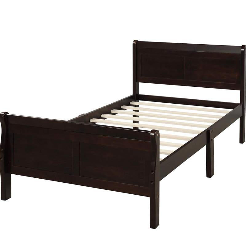 Lit plateforme simple: bois massif avec tête de lit et lit de taille design, s'adapte confortablement au matelas