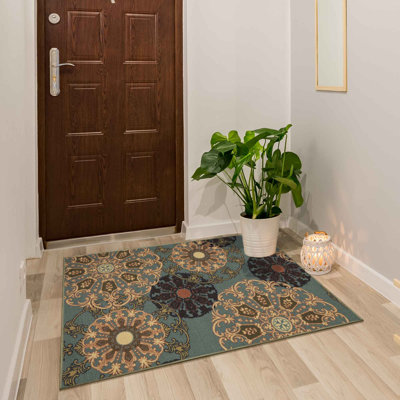 Tapis boho antidérapant lavable à la machine pour le salon, le couloir
