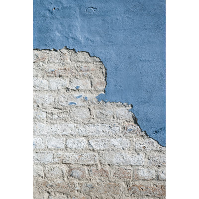 Old Blue Brick Wall by Jules_Kitano - Wrapped Canvas Print