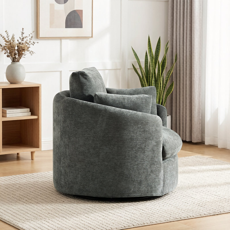 Fauteuil d'appoint pivotant 42,5 po avec revêtement en chenille, Charcoal