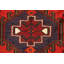 Tapis rouge en laine noué à la main de conception unique 3 pi 3 po x 4 pi 6 po Silverstein