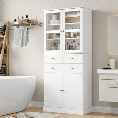 71'' Tall Bathroom Cabinet with 4 Doors and 3 Drawers
