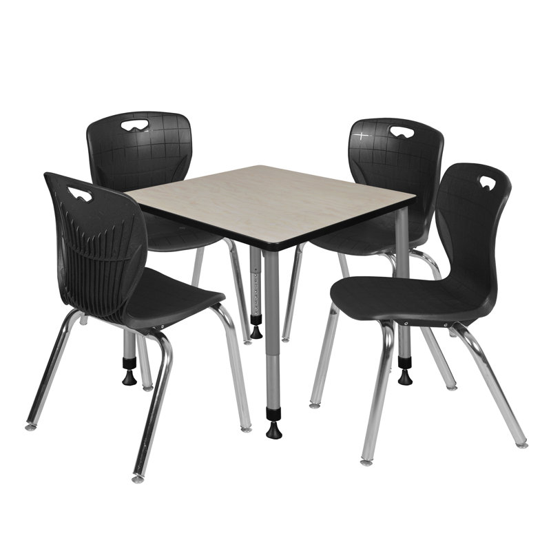 Ensemble de table de salle à manger et chaise Romig Kee, Noir, Érable, H 34 po x L 100 po x l 30 po