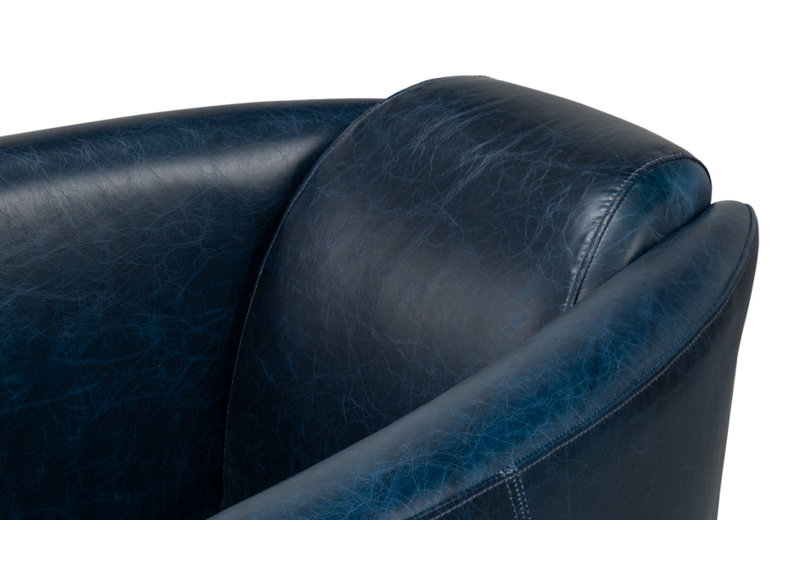 Mandy Armchair, Dark Blue Genuine Leather