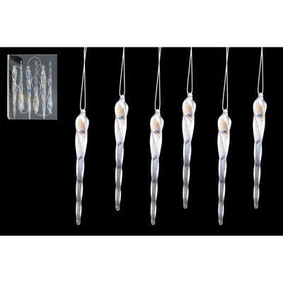 6 Piece Icicle Glass Ornament in Gift Box
