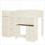 Lit plateforme mezzanine en bois massif doux avec rangement, armoire, bureau, tablettes et tiroirs