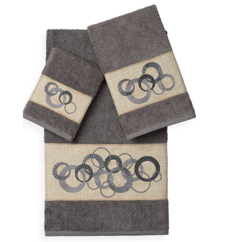 Annabelle 3 Piece Towel Set, Dark Gray