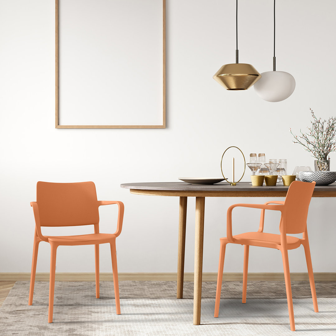 Skowhegan Outdoor Stacking Dining Armchair (Set of 2) Latitude Run® 