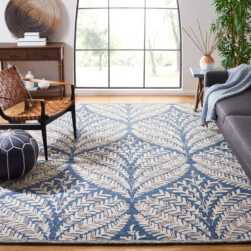 Chaithra Hand Tufted Wool Floral Rug, Rectangle 8' x 10'