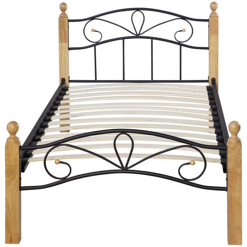 Wainfleet Bed Frame, Beige/Black, European Single (90 x 200 cm)