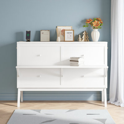 Grand lit escamotable avec port USB et tablettes amovibles de chaque côté