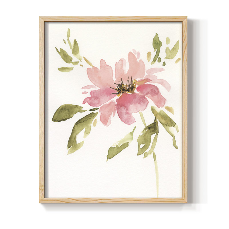 One Pink Bloom II Framed Print - Solid Wood