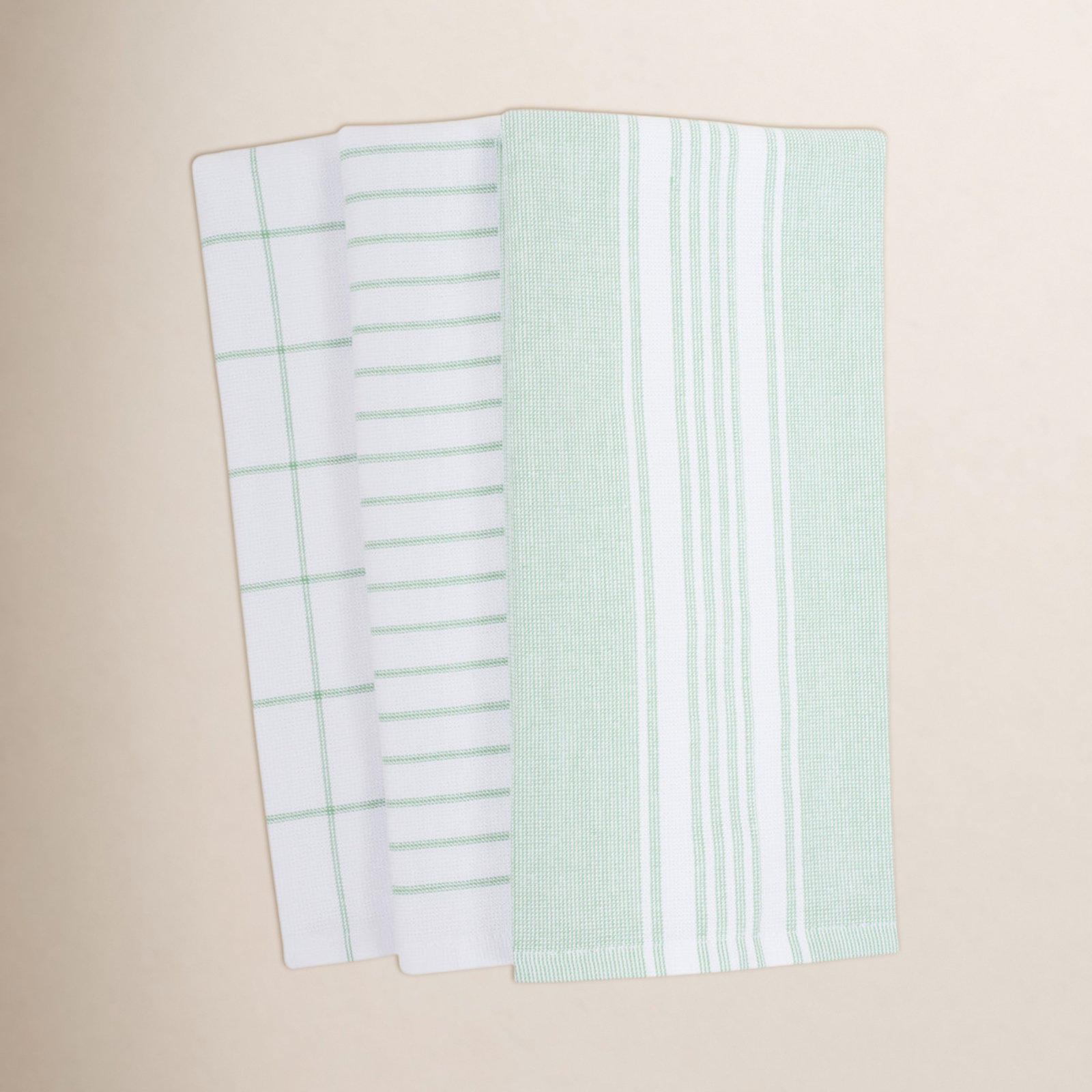 Damali Stripe Kitchen Towel Linen Set, Green