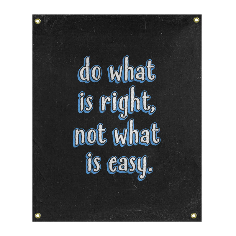 Polyester do what is right quote tableau noir tapisserie, H 59 pi x l 50 po, Bleu