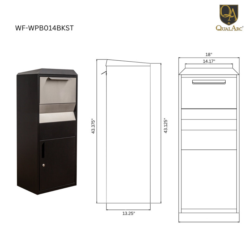 Black and Silver Lockable Steel Parcel Drop Box