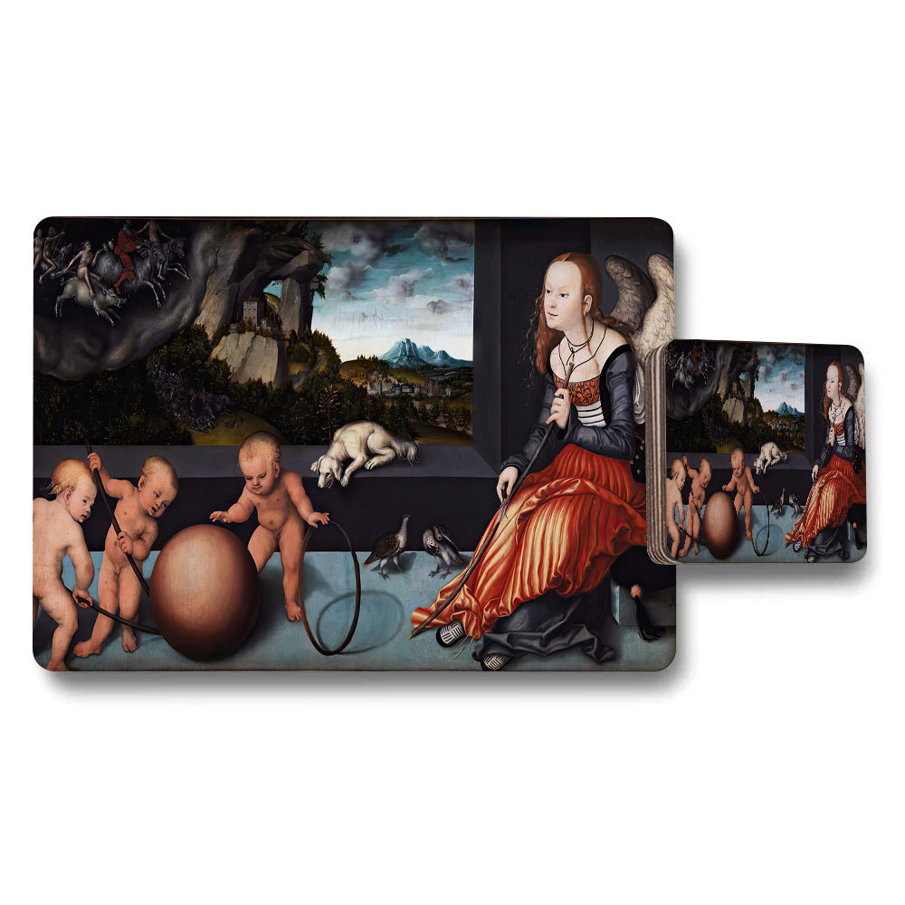 Placemat And Coaster Set Featuring Renaissance Artwork