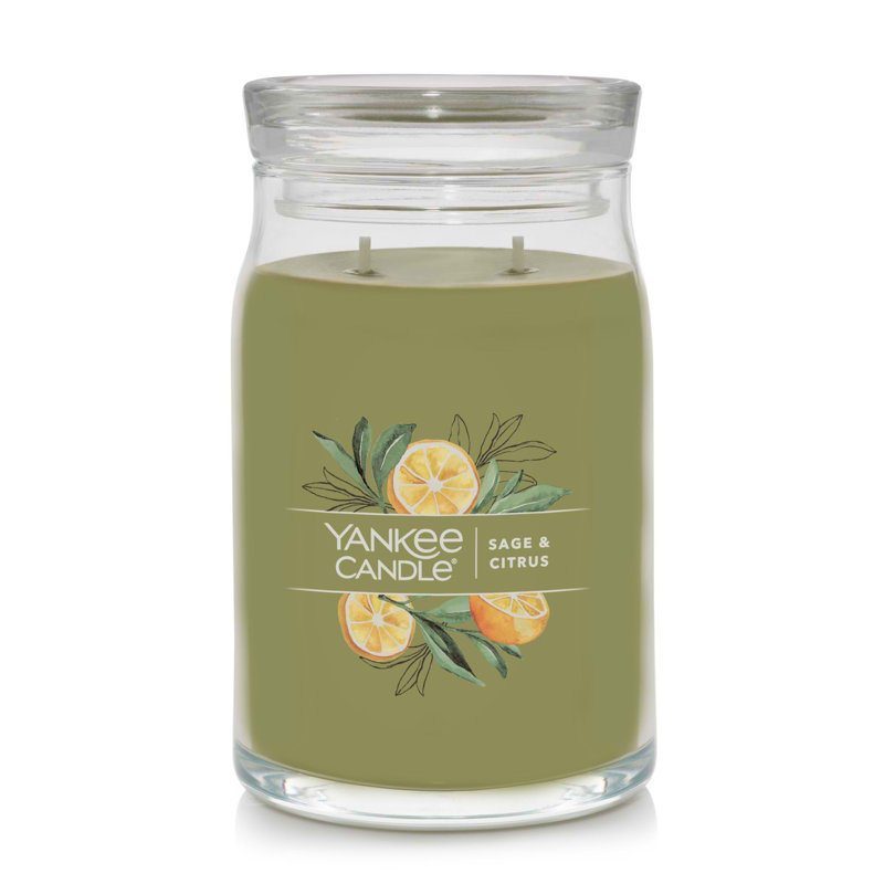 Large Green Sage & Citrus Scented Soy Jar Candle