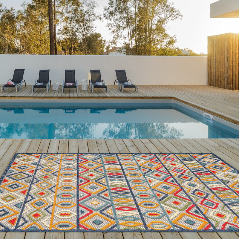 3’ X 5’ Multi Aztec Pattern Indoor Outdoor Area Rug