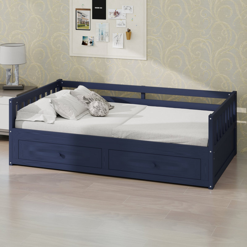 Le lit de jour avec lit gigogne et cadre extensible offre un espace de couchage flexible, Blue