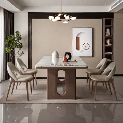 Ash wood solid wood rock plate dining table set