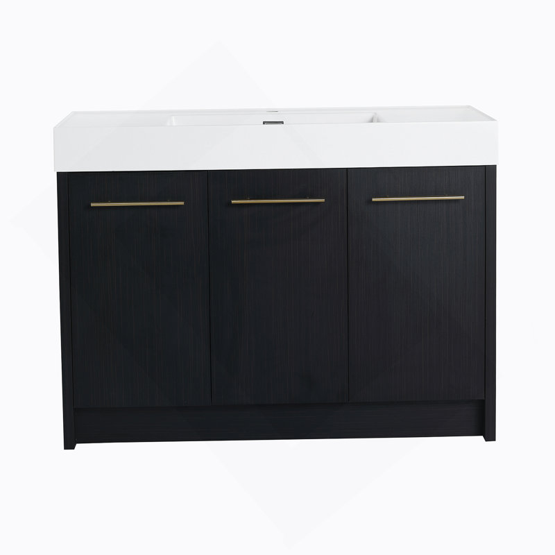 Ensemble de meuble-lavabo autoportant de 48 po avec lavabo en résine, avec porte à fermeture douce, ensemble KD, 48"